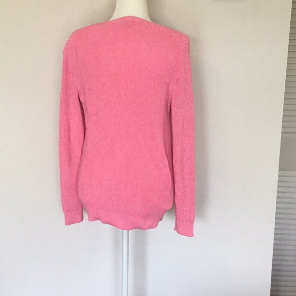 Talbots pink chunky knit crew neck sweater - Picture 2 of 4